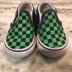Vans checkerboard, Toddler slip-ons, navy/green